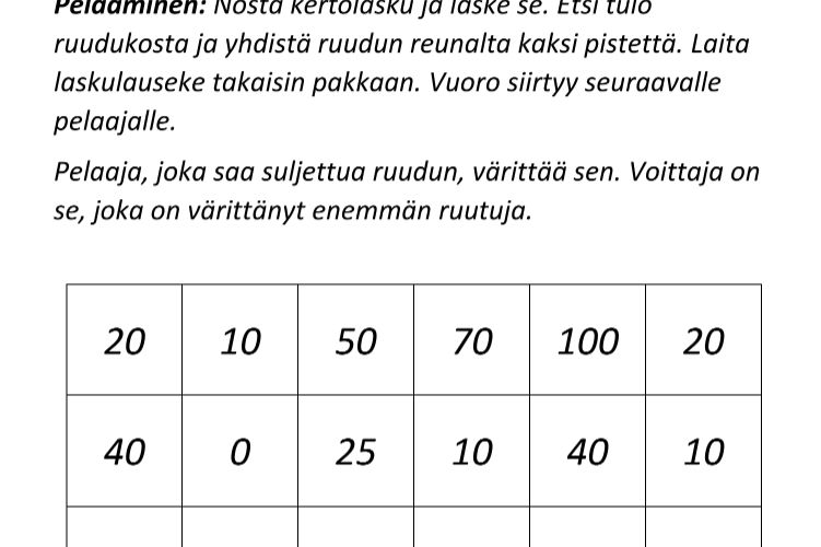 Kertotaulupelejä – 