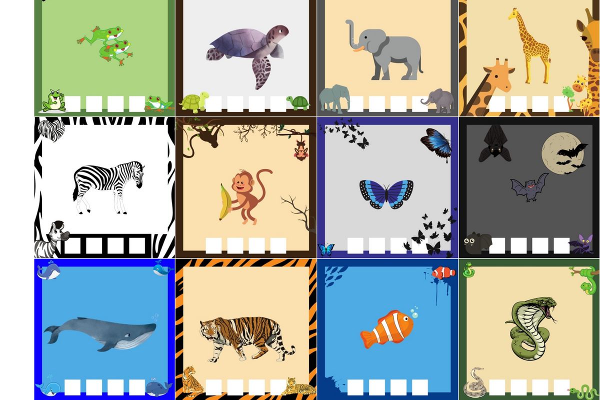 24 Printable Animal Cards (Biology/Geography) – 
