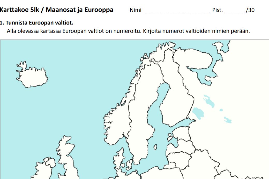 Karttakoe 5lk - maanosat ja Eurooppa – 